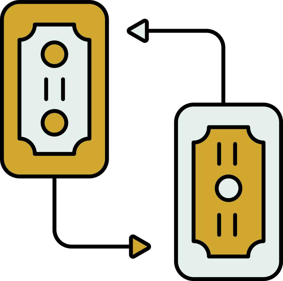 Währung Austausch Symbol im Blau und Gelb Farbe. vektor