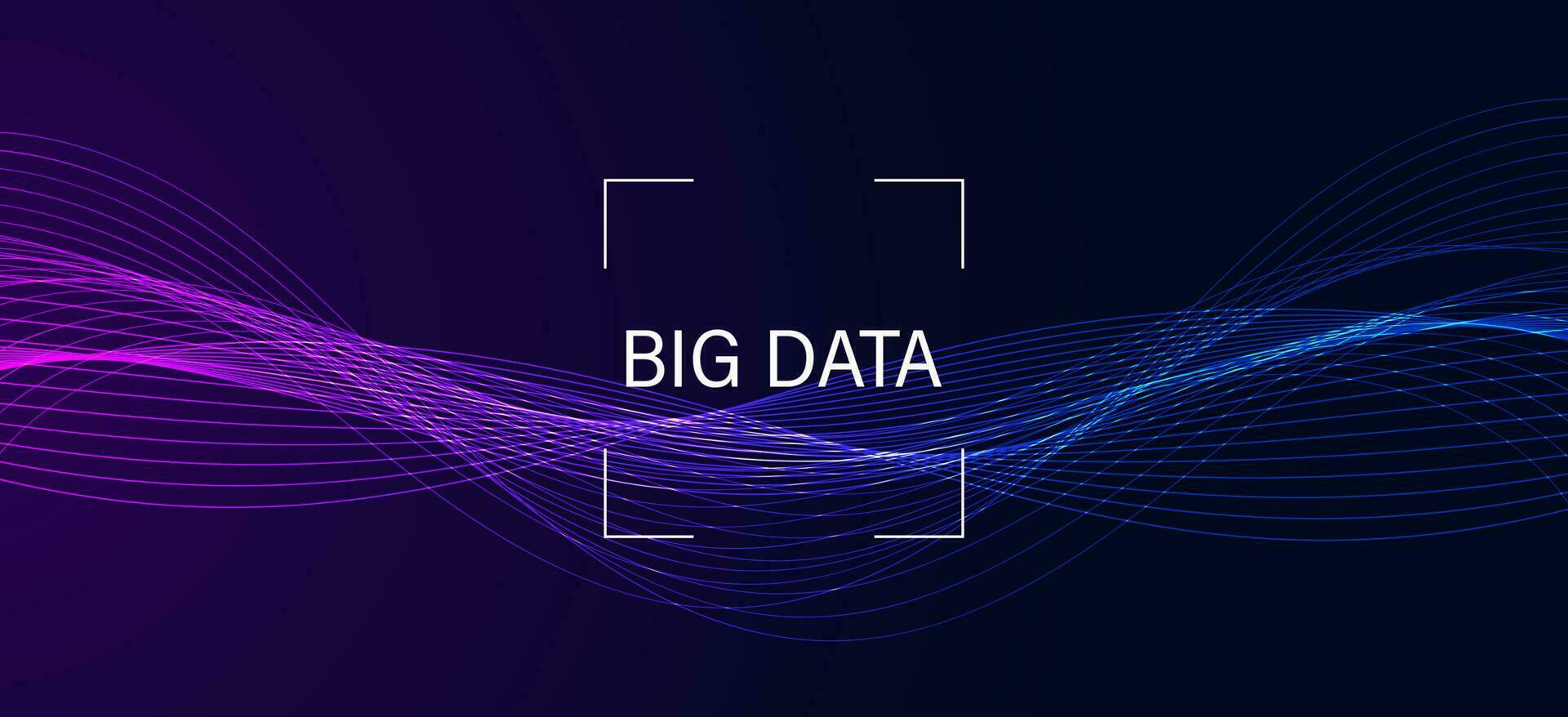 das Konzept von Digital Wellen, groß Daten flattern Daten Sammlung Daten wird bearbeitet und Daten Analyse auf ein schön futuristisch Hintergrund. vektor