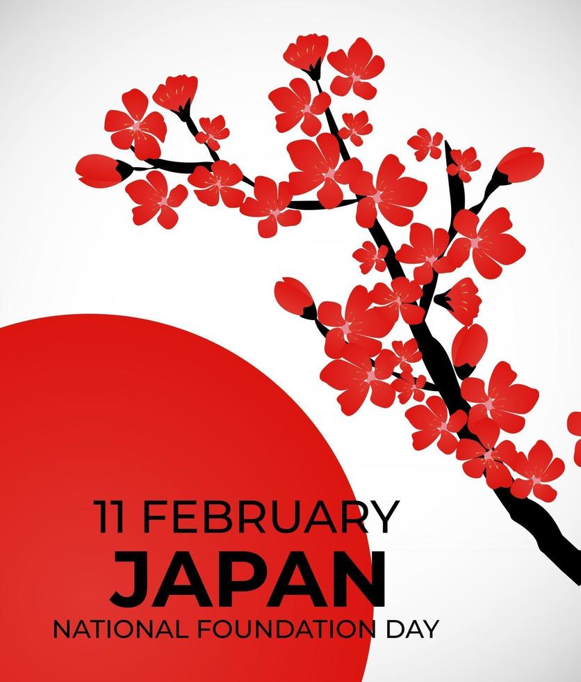 Japan Nation Foundation Day Hintergrund mit Sakara Blumen 11. Februar vektor