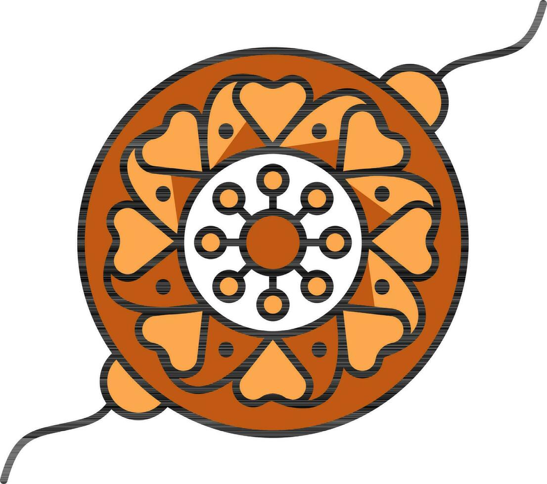 braun und Weiß Blume Rakhi-Armband Symbol im eben Stil. vektor