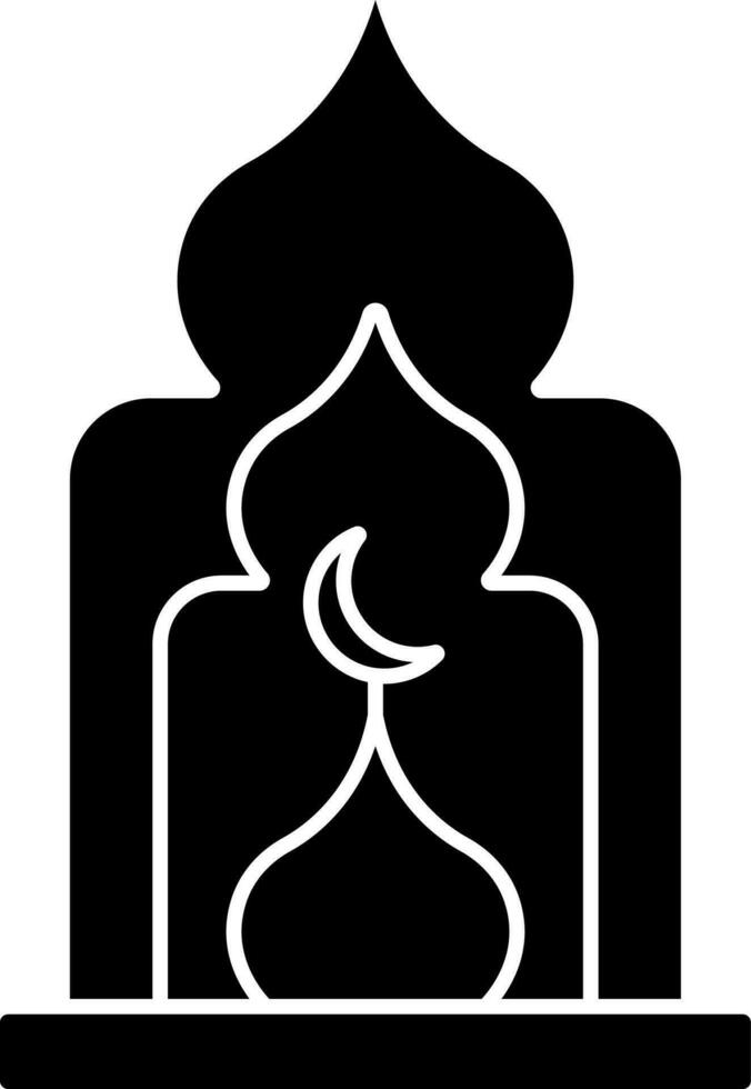 glyf stil moské fönster ikon eller symbol. vektor