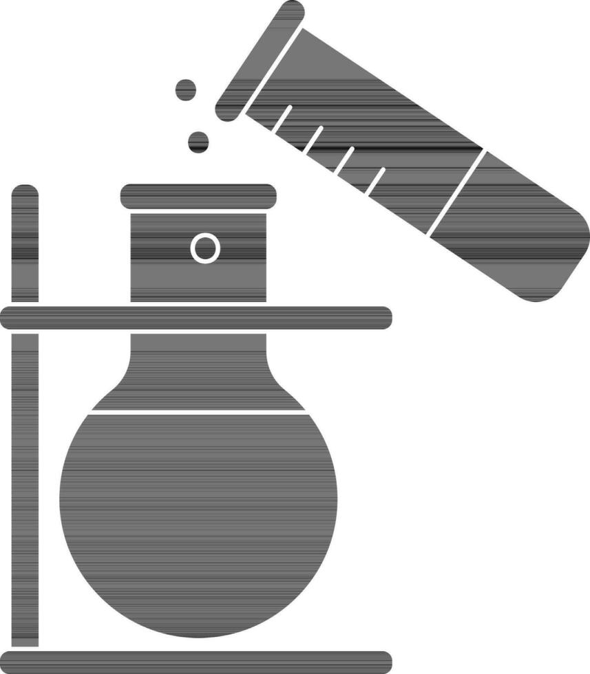 Becherglas Stand mit Prüfung Tube Symbol im schwarz und Weiß Farbe. vektor