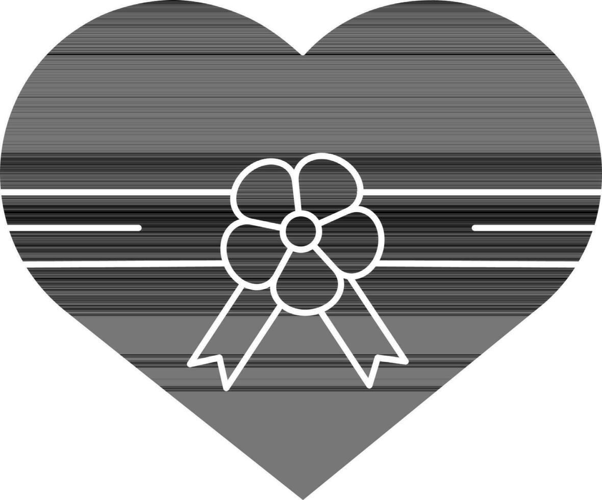 hjärta form gåva låda ikon i svart och vit Färg. vektor