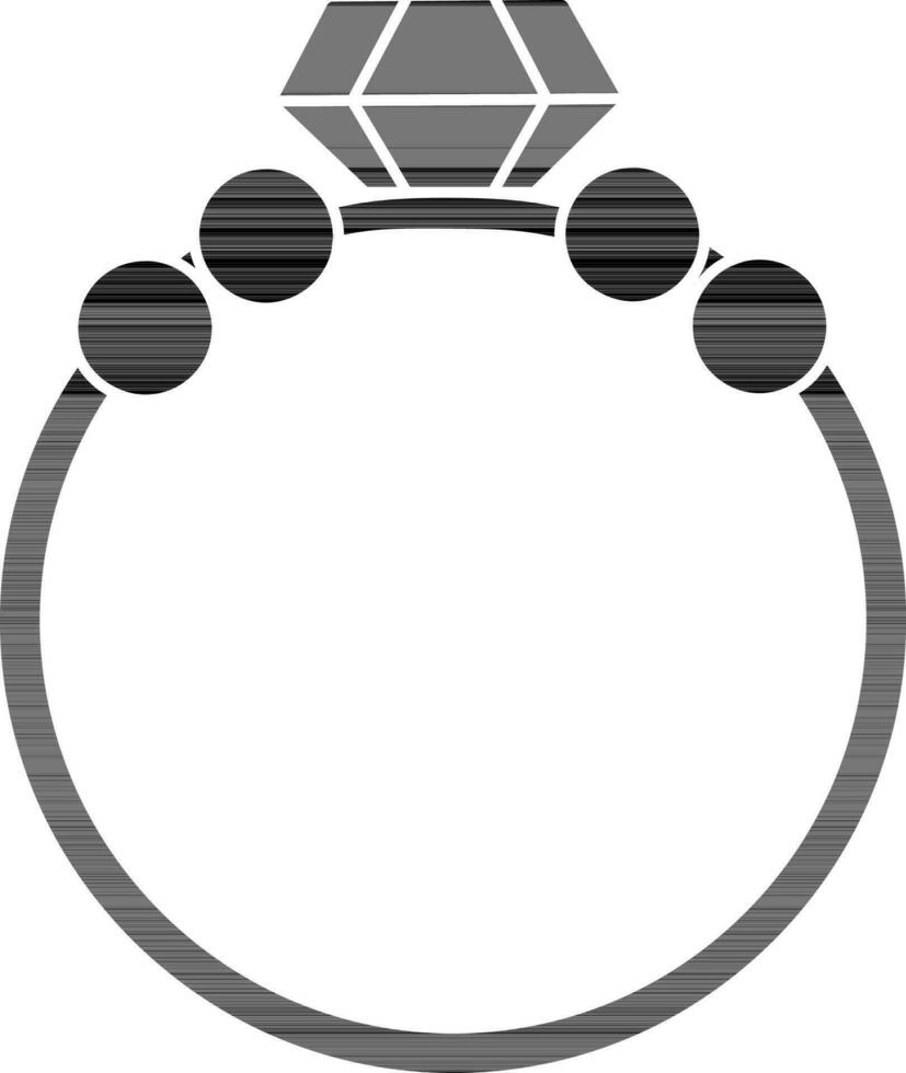 Diamant Ring Symbol im schwarz und Weiß Farbe. vektor