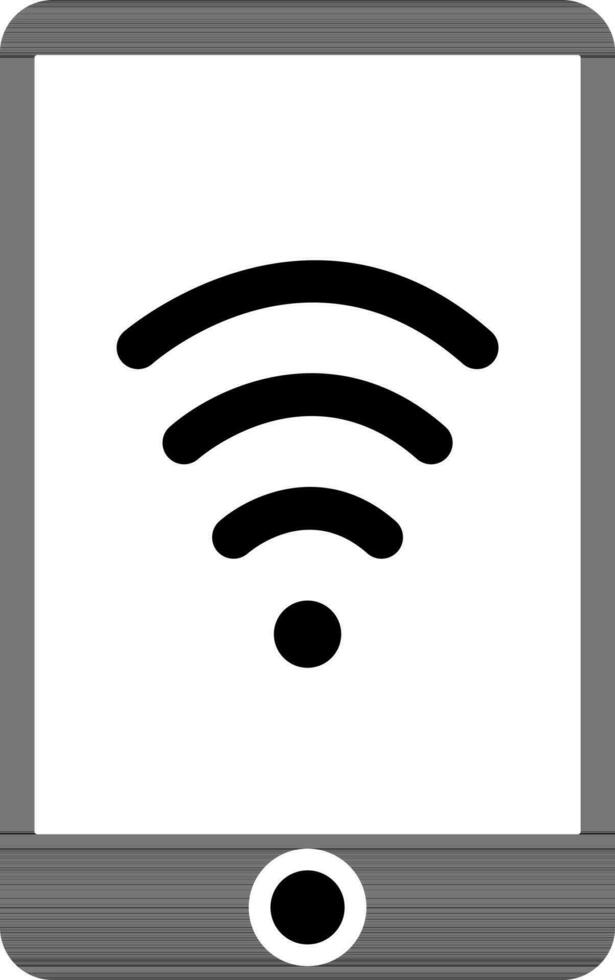 smartphone glyf ikon med trådlös förbindelse. vektor