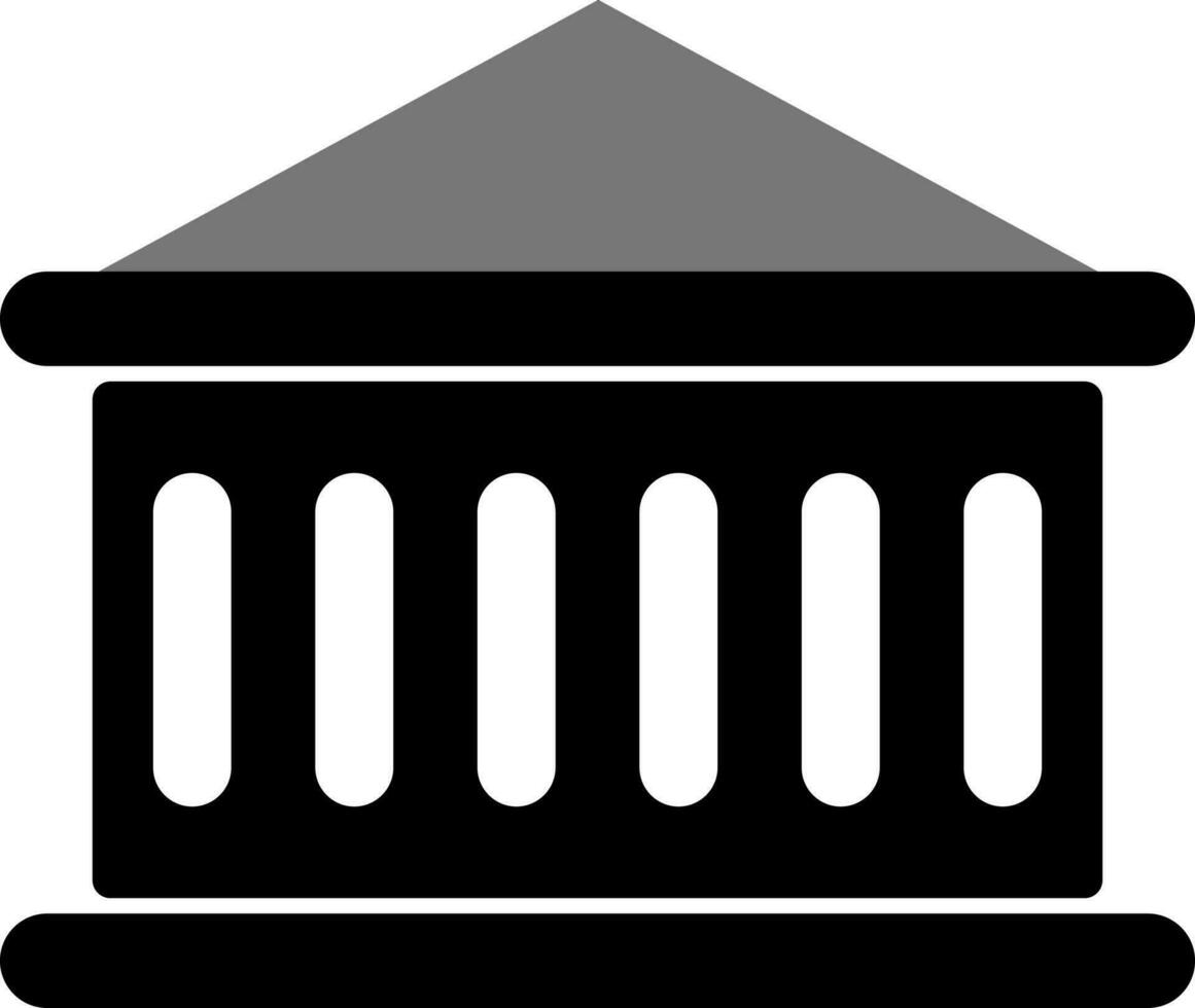 Bank oder Gericht Gebäude Symbol im schwarz und Weiß Farbe. vektor