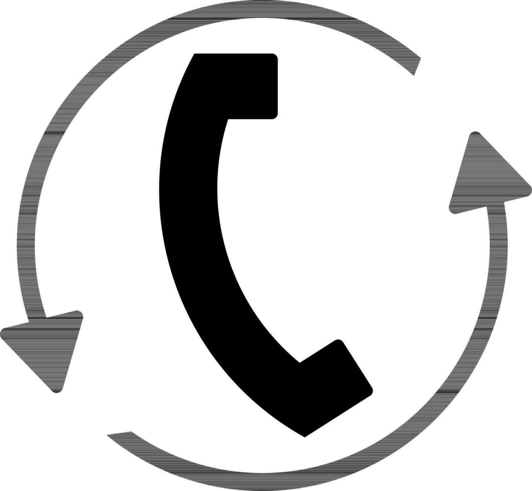 svart och vit illustration av ring upp platt ikon. vektor