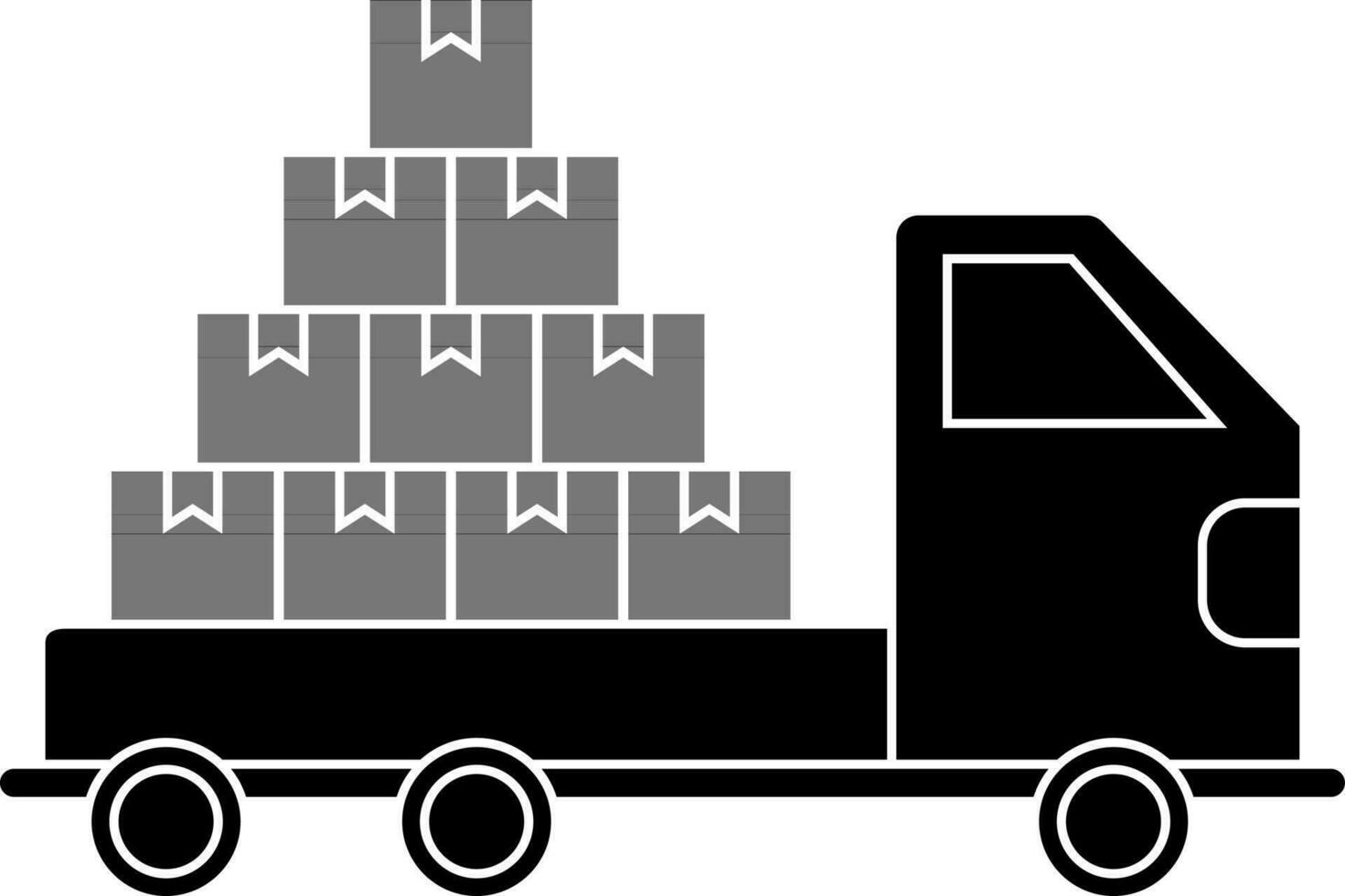 Paket Lieferung von abholen LKW. schwarz und Weiß Glyphe Symbol. vektor