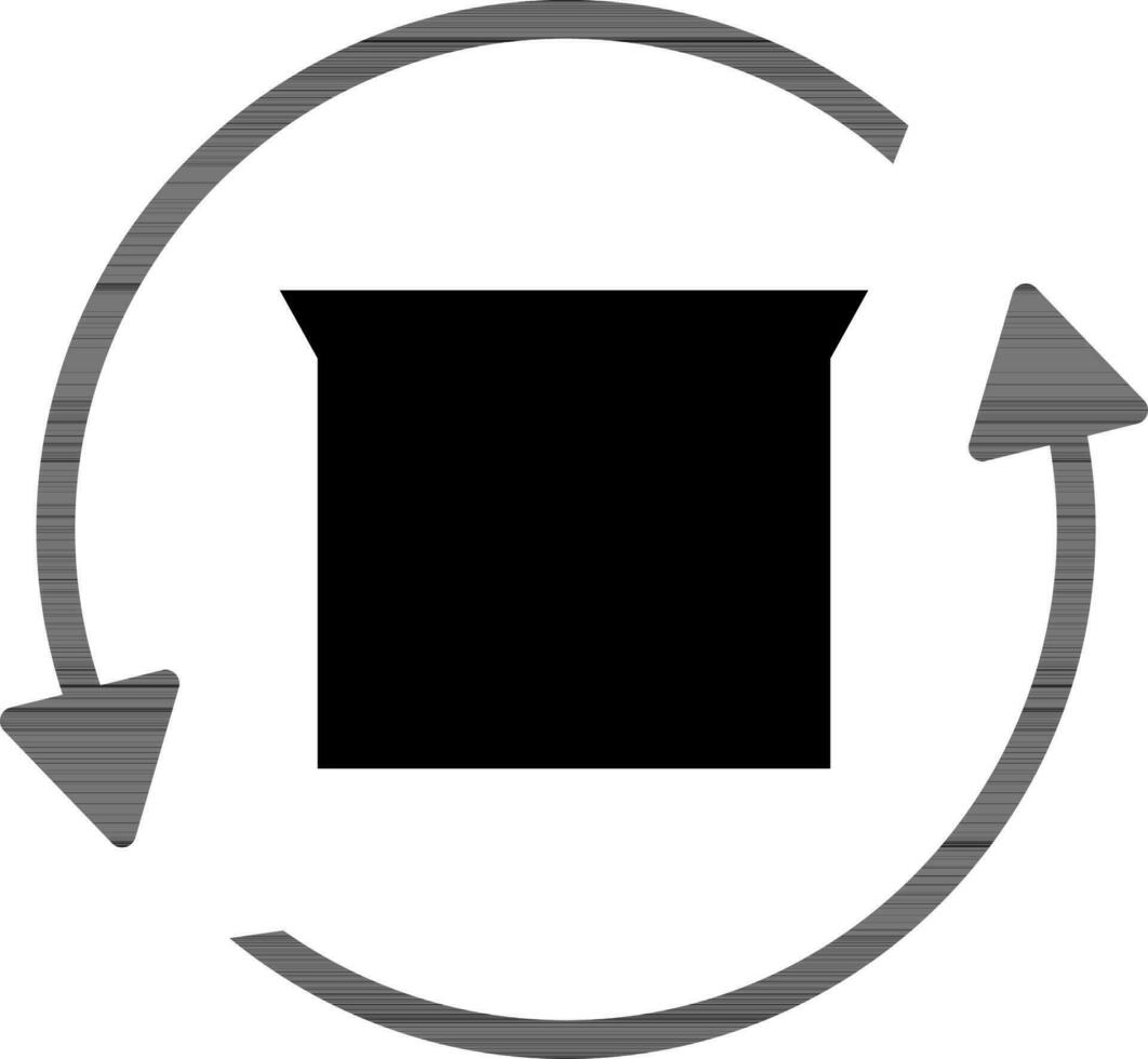 Paket Austausch Symbol im schwarz und Weiß Farbe. vektor