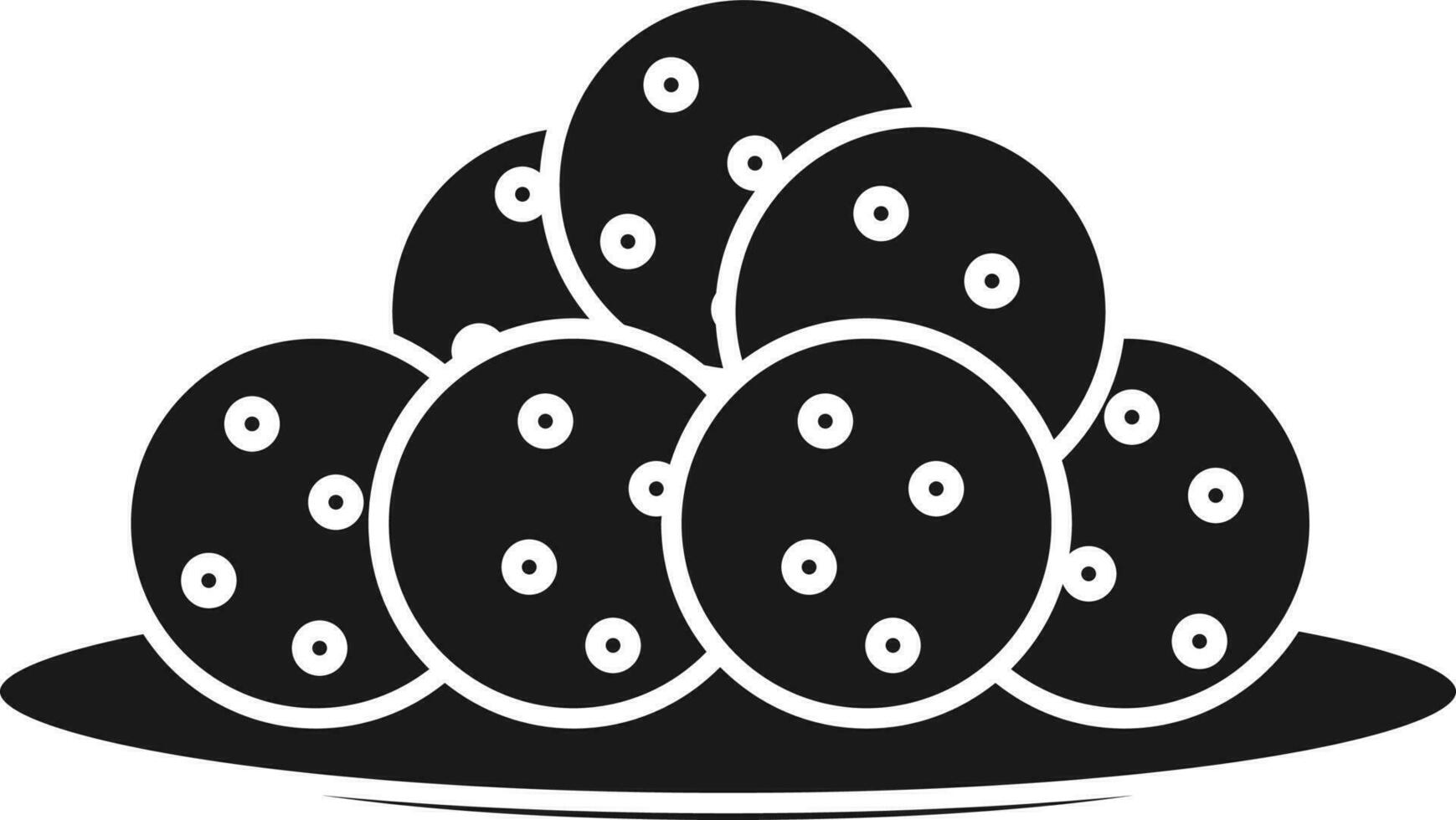 indisch Süss Ladoo Teller Symbol im schwarz und Weiß Farbe. vektor