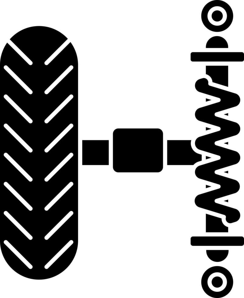 hjul suspension ikon i svart och vit Färg. vektor