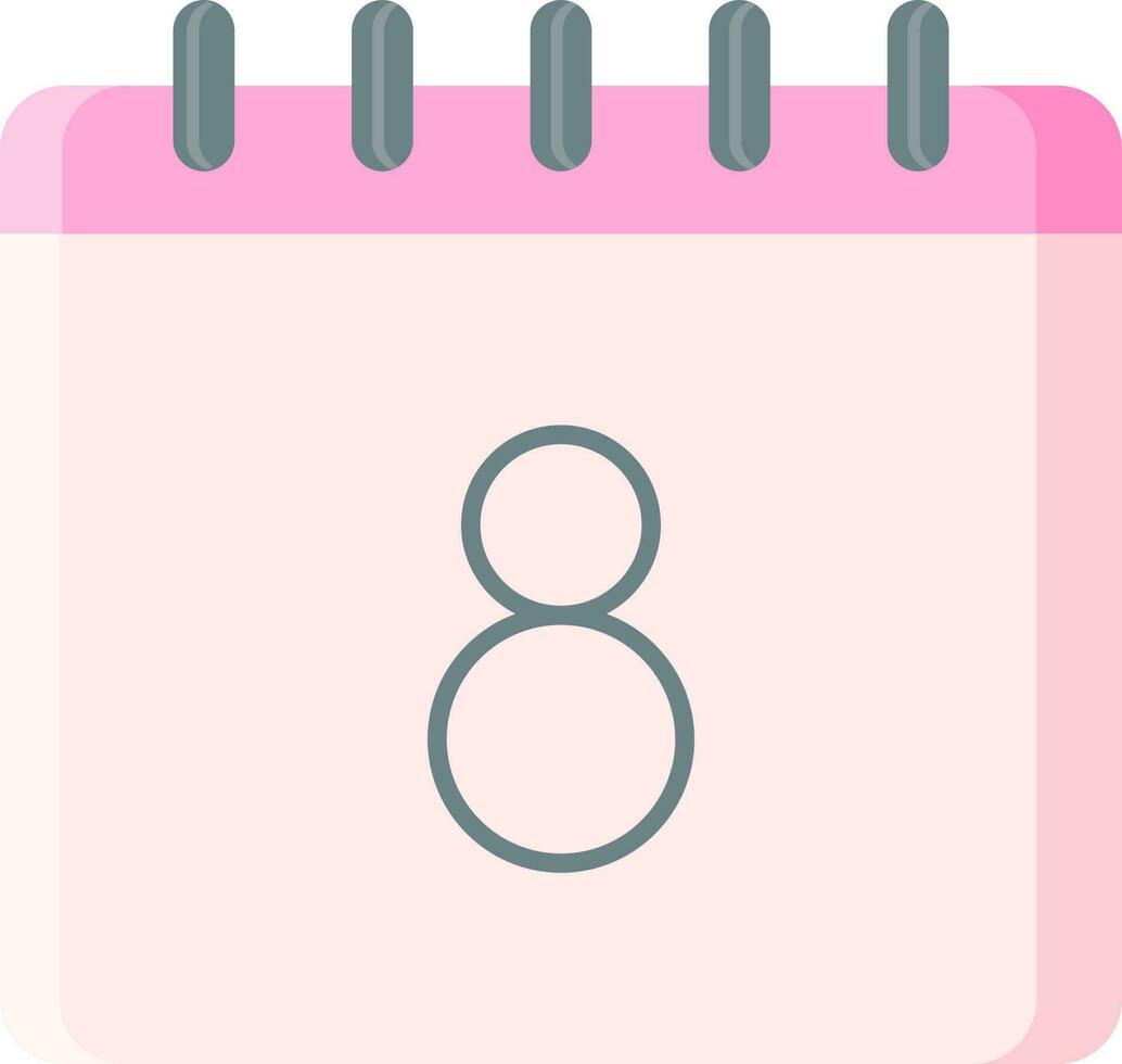 isoliert 8 Datum beim Kalender Symbol im Rosa und grau Farbe. vektor