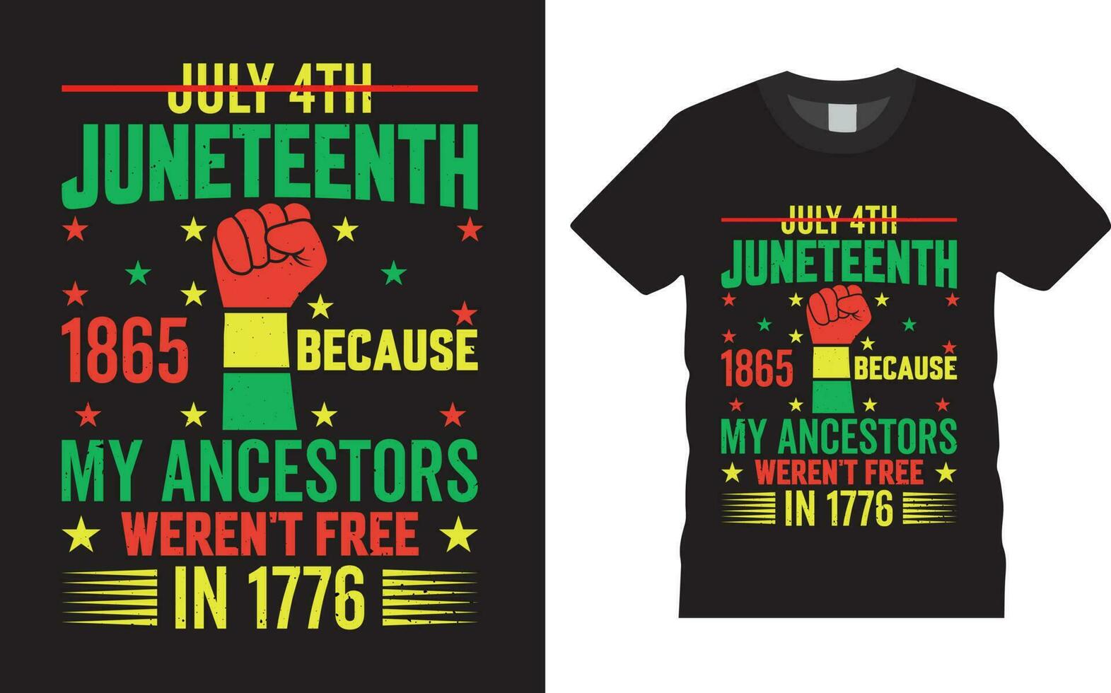 Juli 4 .. 19. Juni 1865 amerikanisch schwarz Menschen historisch Freiheit Tag T-Shirt Design vektor