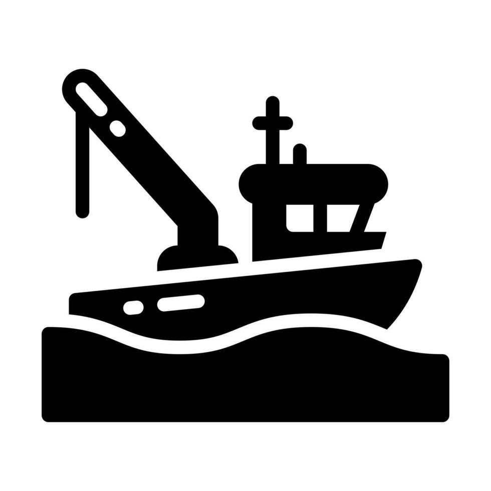 Angeln Schiff Glyphe Stil Symbol, Vektor Symbol können Sein benutzt zum Handy, Mobiltelefon, ui, Netz