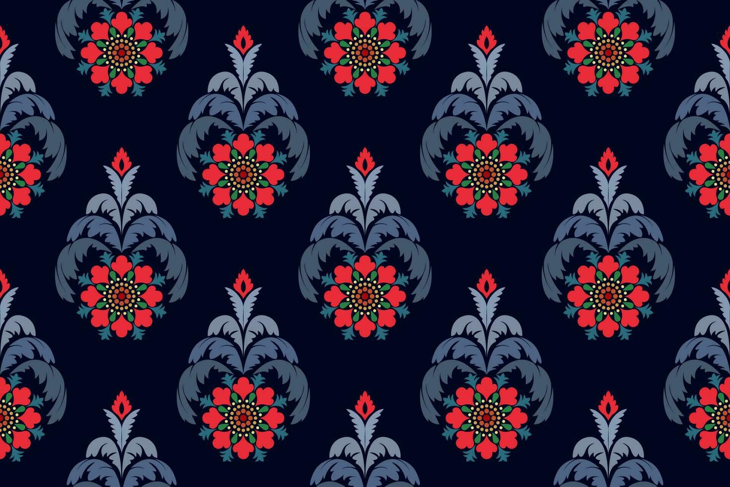 Paisley ethnisch nahtlos Muster Design. Blumen- Muster mit Paisley und indisch Blume Motive. Damast Stil Muster zum Textil und Dekoration vektor