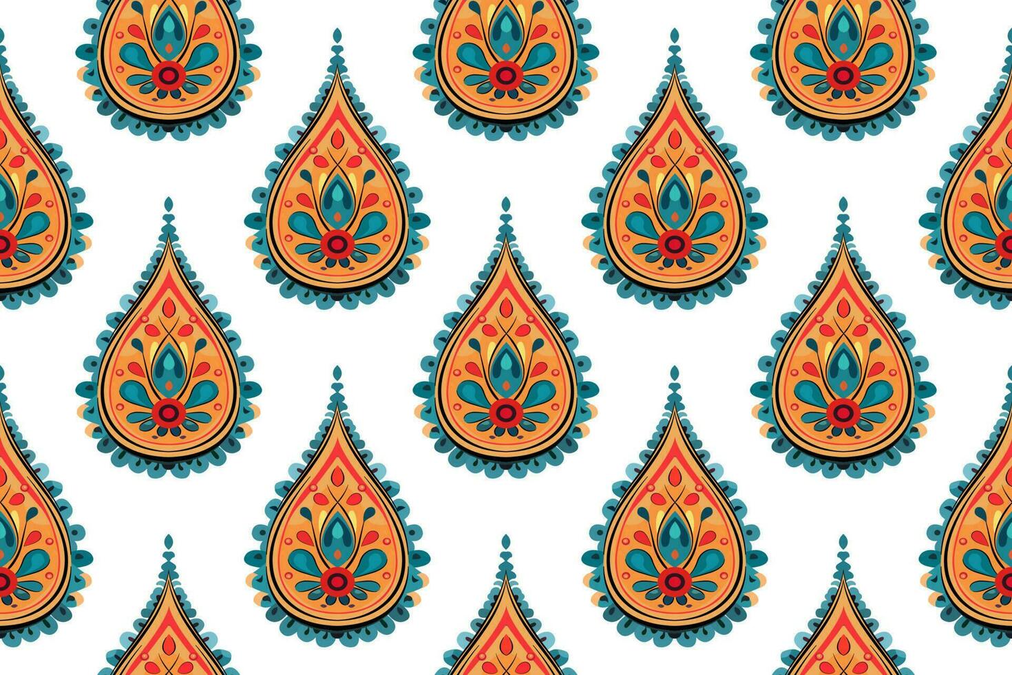 Paisley ethnisch nahtlos Muster Design. Blumen- Muster mit Paisley und indisch Blume Motive. Damast Stil Muster zum Textil und Dekoration vektor