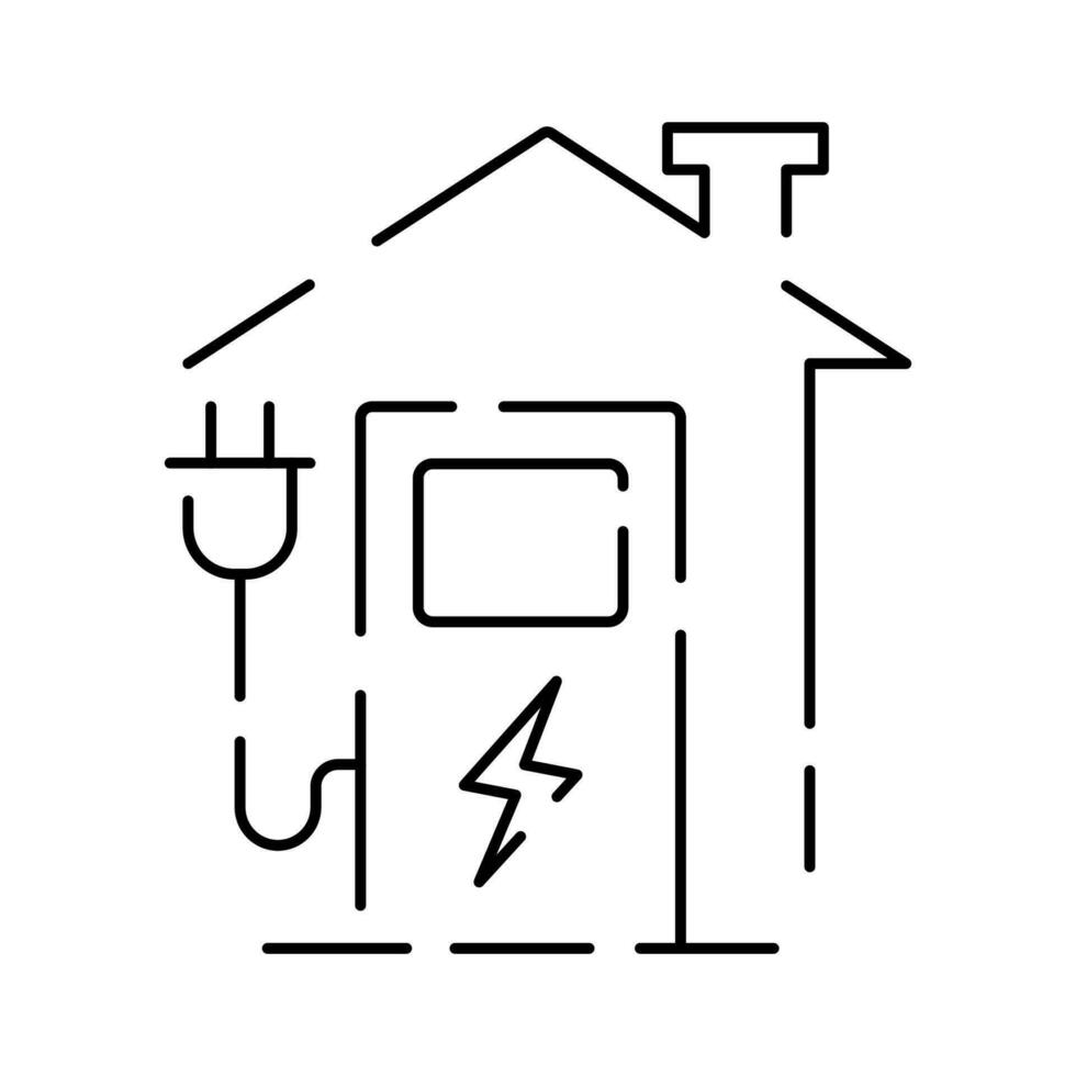 elektrisk bil linje ikon. elektrisk bil kabel- kontur och plugg laddning svart symbol. eco vänlig elektro bil fordon begrepp. vektor elektricitet illustration.