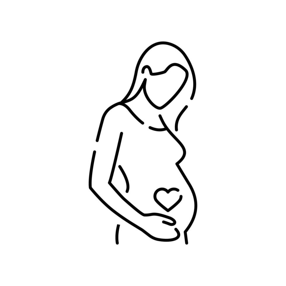 graviditet vård linjär ikon. prenatal period. moderskap, föräldraskap. förväntar sig bebis. medicinsk procedur. tunn linje illustration. kontur symbol. vektor isolerat översikt teckning. redigerbar stroke.