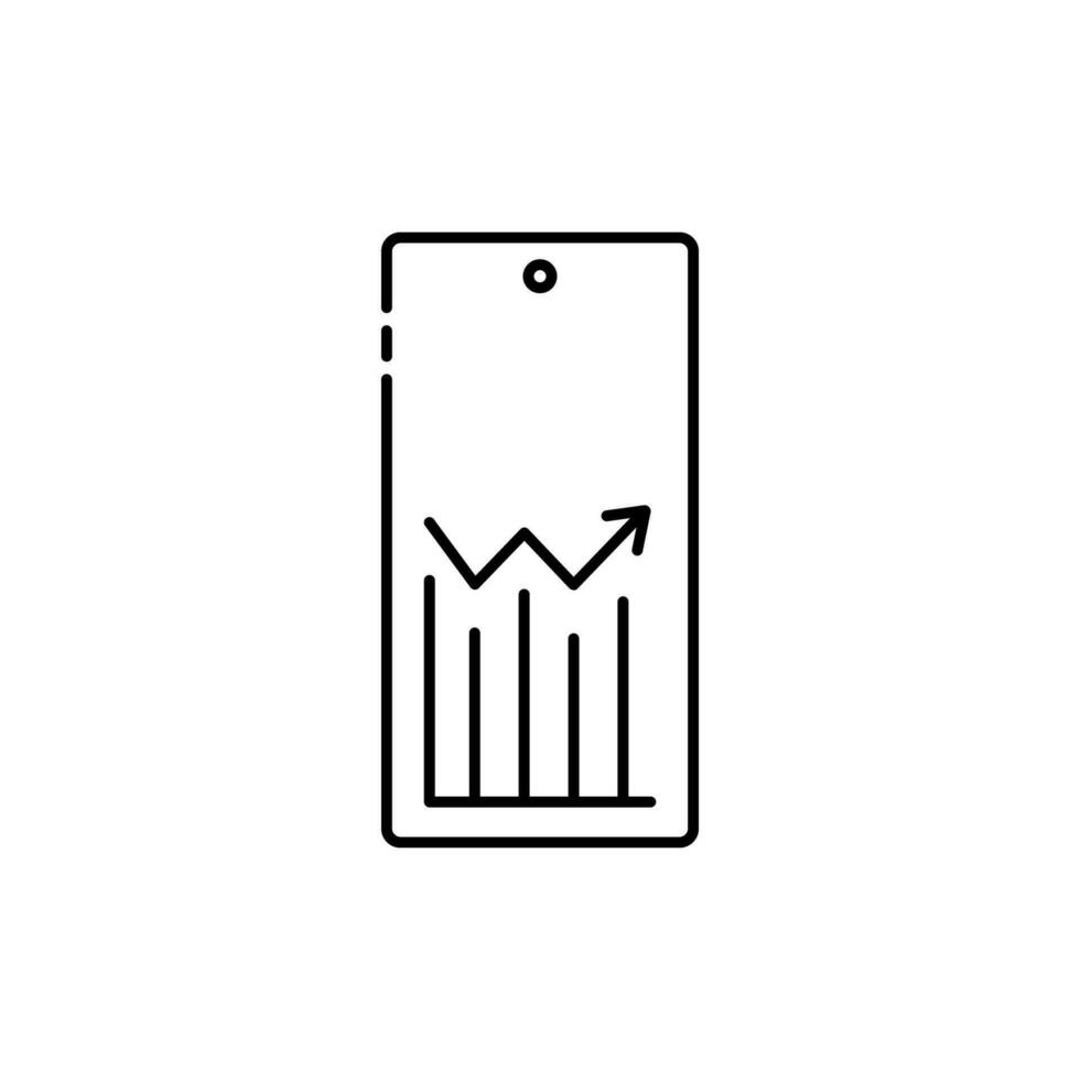 svart linje mobil stock handel begrepp ikon isolerat på vit bakgrund. uppkopplad handel, stock marknadsföra analys, företag och investering. vektor telefon utbyta finansiera eller ekonomi linje ikon .