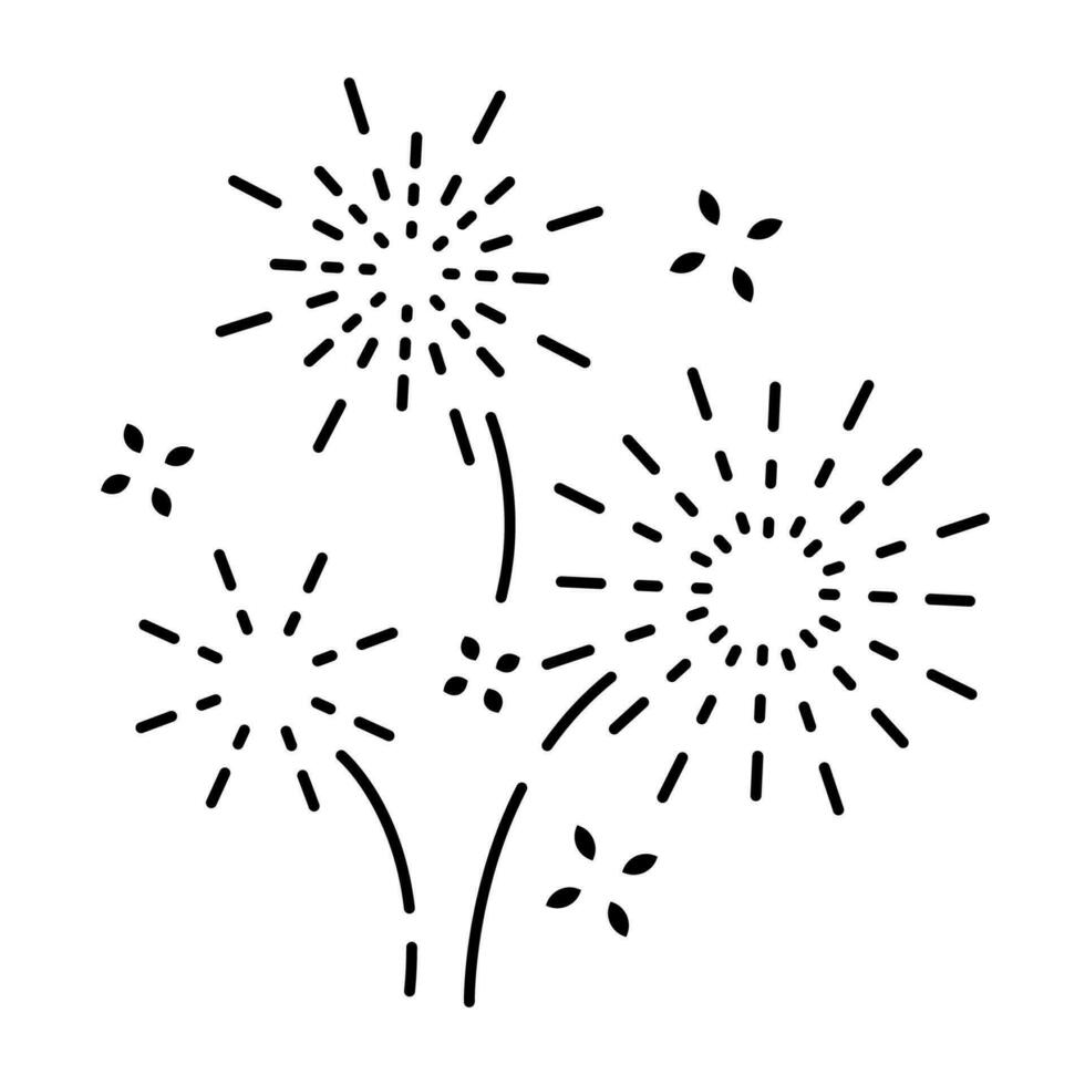 Feuerwerk Linie Symbol, Gliederung Vektor Zeichen, linear Piktogramm isoliert auf Weiß. Logo Illustration. Neu Jahr, Weihnachten und Feier Karneval. glücklich Neu Jahr.