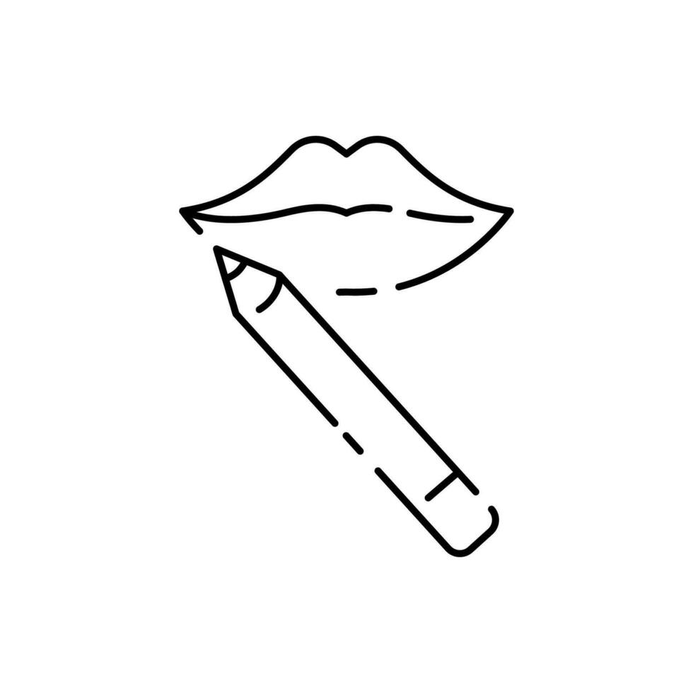 Vektor kosmetisch Linie Symbol Satz, bilden Parfüm Symbole. Vektor Illustration Schönheit. Lippe Bleistift.