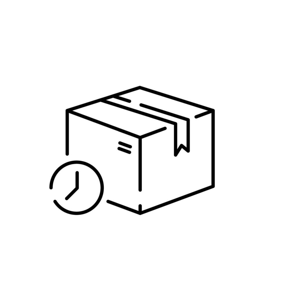 Logistik und Versand Box Linie Symbole. Lieferung Ladung. auf Zeit und Uhr oder Geschwindigkeit. vektor
