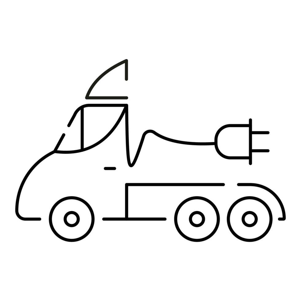 elektrisch Auto Linie Symbol. elektrisch Automobil Kabel Kontur und Stecker Laden schwarz Symbol. Öko freundlich Elektro Auto Fahrzeug Konzept. Vektor Elektrizität Illustration. Wasserstoff Wagen.