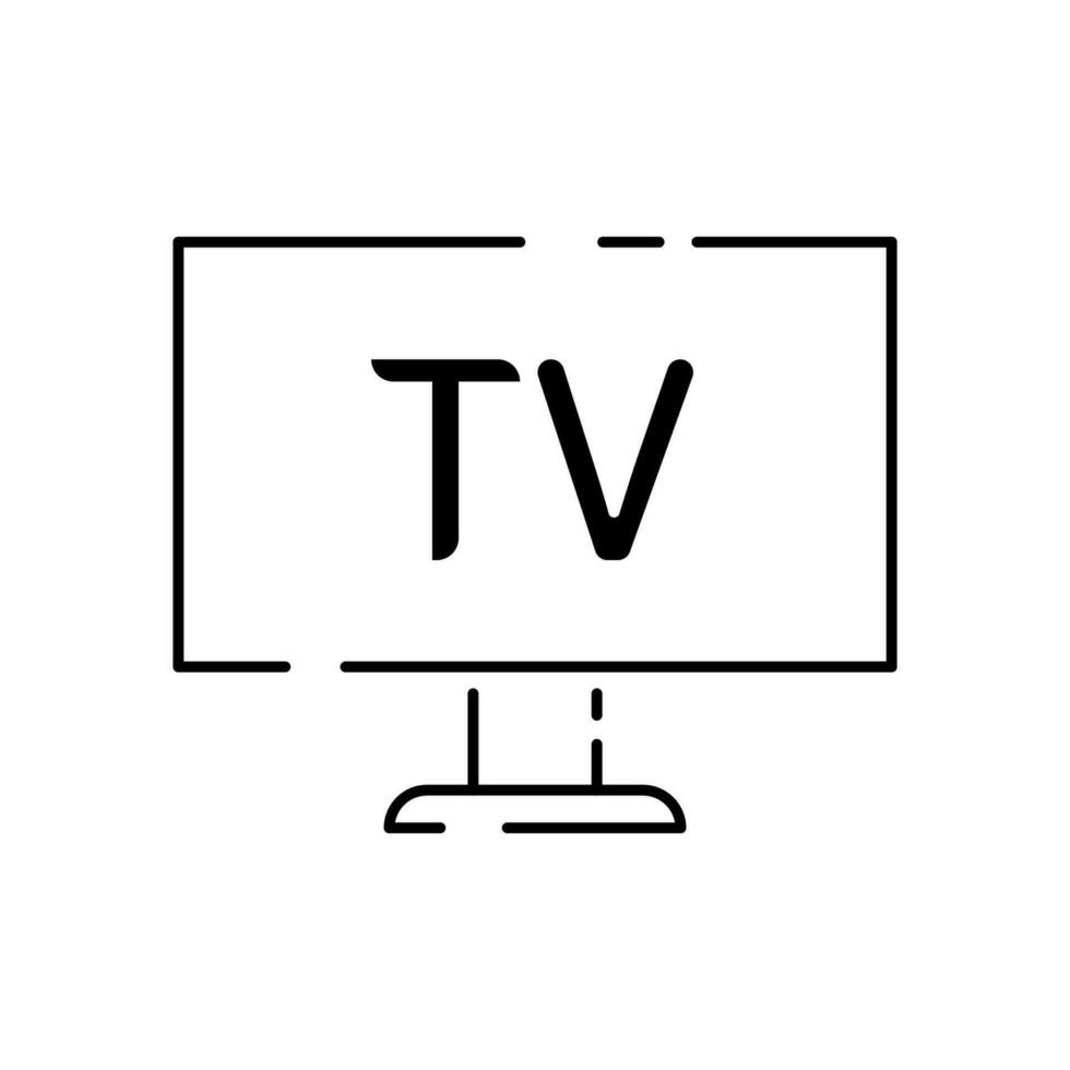TV eller tv och dator övervaka tunn linje ikon. vektor hushåll apparater.