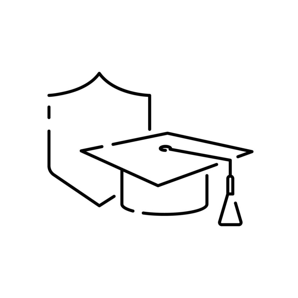 utbildning försäkring linje ikon, skydd eller spara och studie, utbildning säkerhet tecken, vektor grafik, en fast mönster på en vit bakgrund, eps 10. skydda och keps.