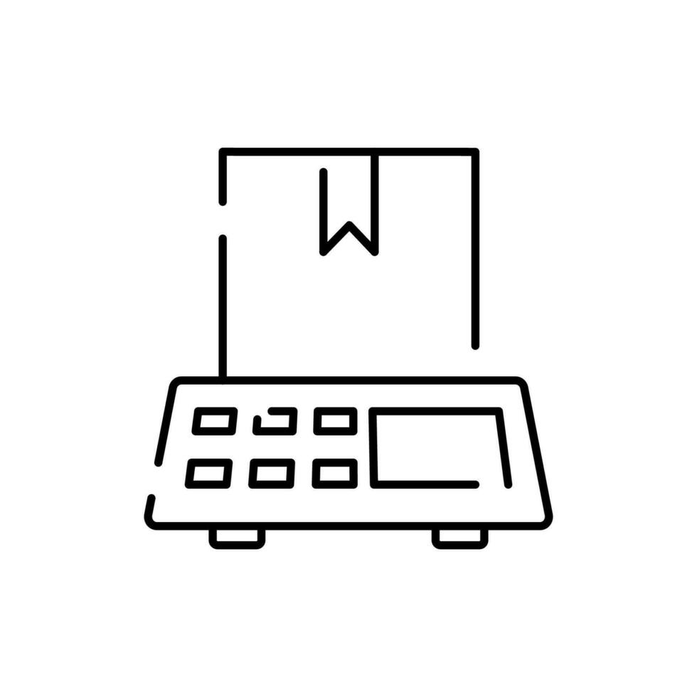 modern Lieferung. Linie Symbol logistisch Netzwerk. Transport mit global Industrie. Ladung Versand Kasten. Gewicht Waage. vektor