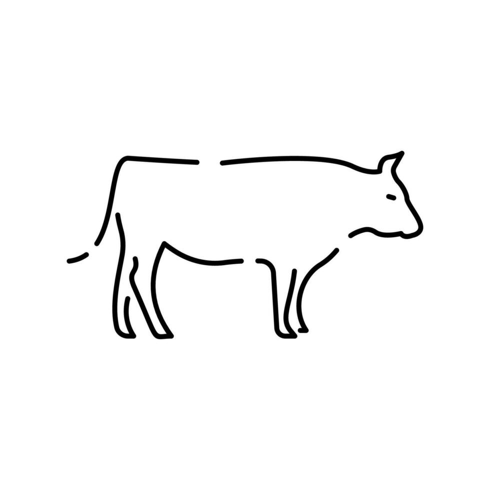 lantbruk och jordbruk linje ikoner, skörda, nötkreatur, skördetröska, ladugård. bruka djur ko. global jordbruk i by. vektor