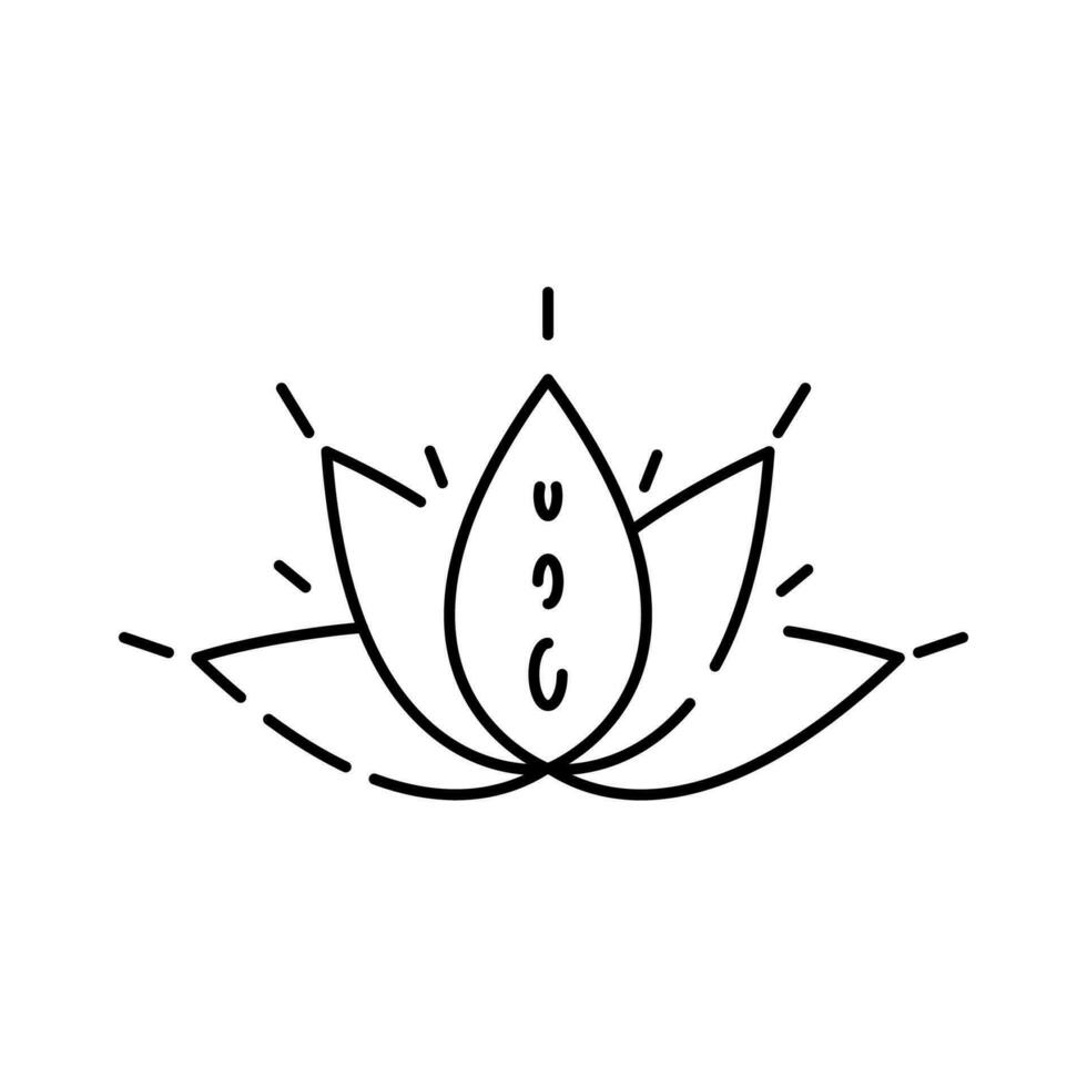 stilvoll Yoga thematisch Symbol auf Weiß Hintergrund. Selbstpflege, Meditation, mental Gesundheit, gesund Lebensstil, Psychologie, Alternative Therapie. Lotus. vektor