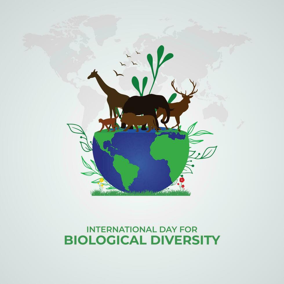 International Tag zum biologisch Diversität. Vorlage zum Hintergrund, Banner, Karte, Poster. Vektor Illustration.