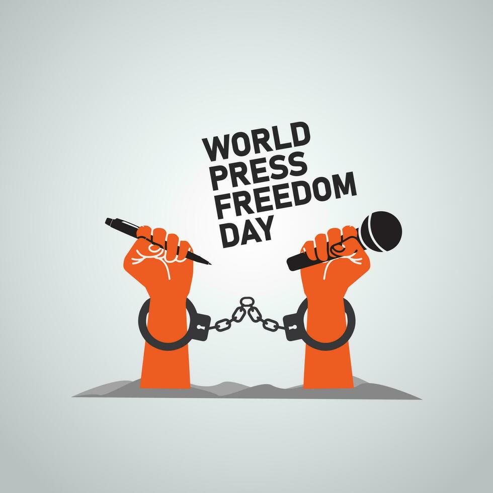 värld Tryck frihet dag vektor illustration. värld Tryck frihet dag. Maj 3 Tryck frihet dag begrepp. slutet straffrihet för brott mot journalister.