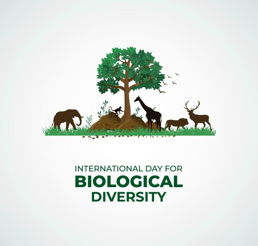 International Tag zum biologisch Diversität. Vorlage zum Hintergrund, Banner, Karte, Poster. Vektor Illustration.