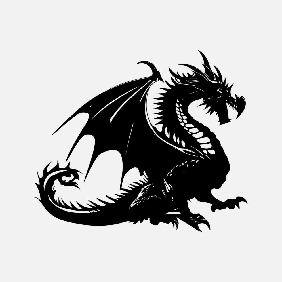 schwarz Drachen Vektor Silhouette