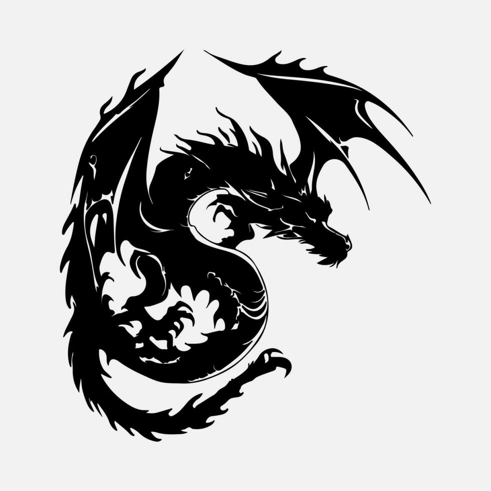 schwarz Drachen Vektor Silhouette