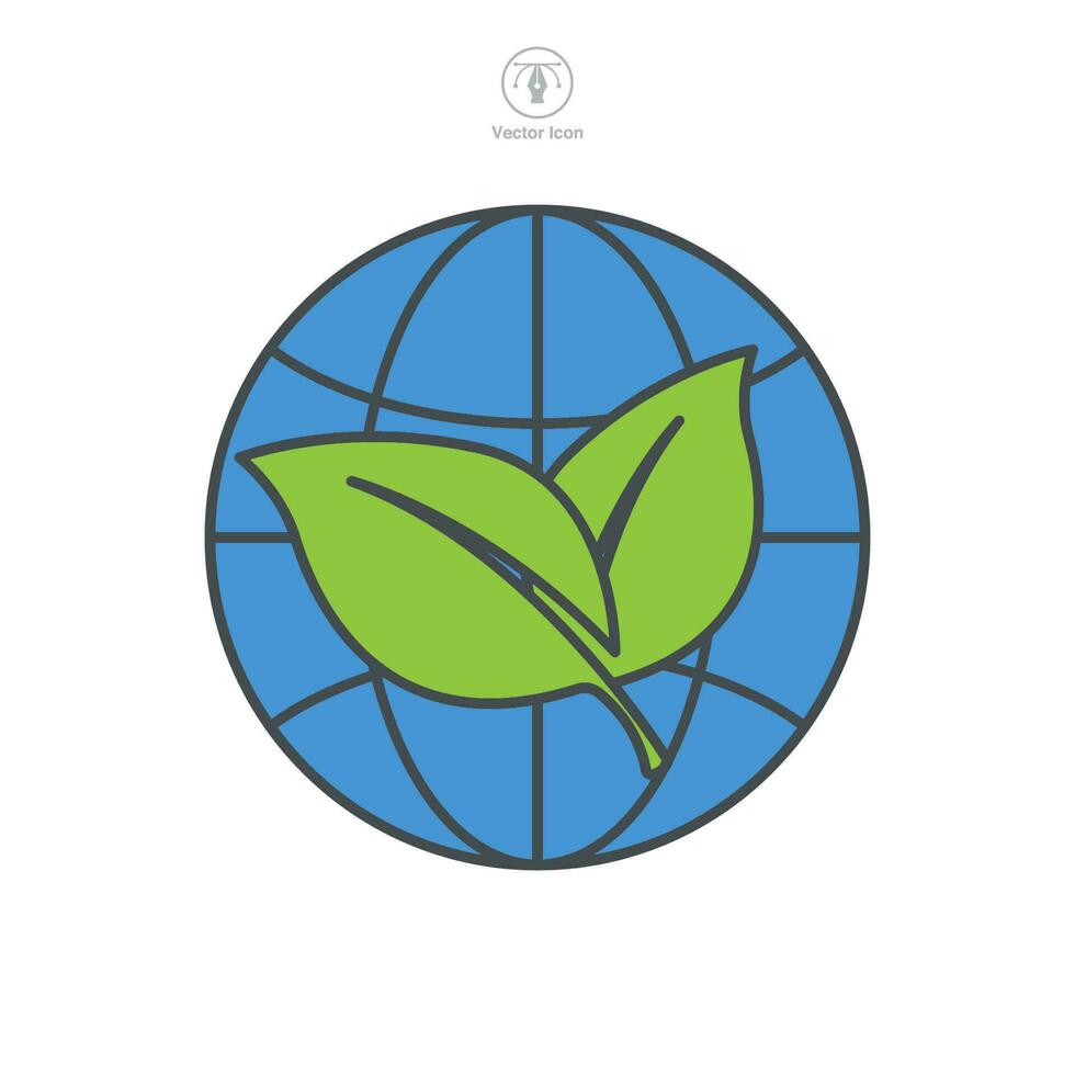 Globus mit Pflanze. Grün Erde Planet. Welt Ökologie, Natur global schützen Symbol Symbol Vorlage zum Grafik und Netz Design Sammlung Logo Vektor Illustration