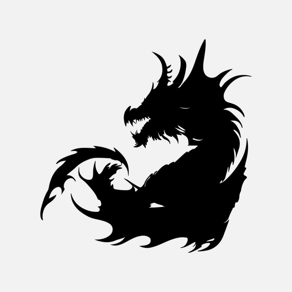 schwarz Drachen Vektor Silhouette