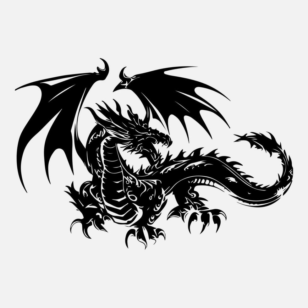 schwarz Drachen Vektor Silhouette