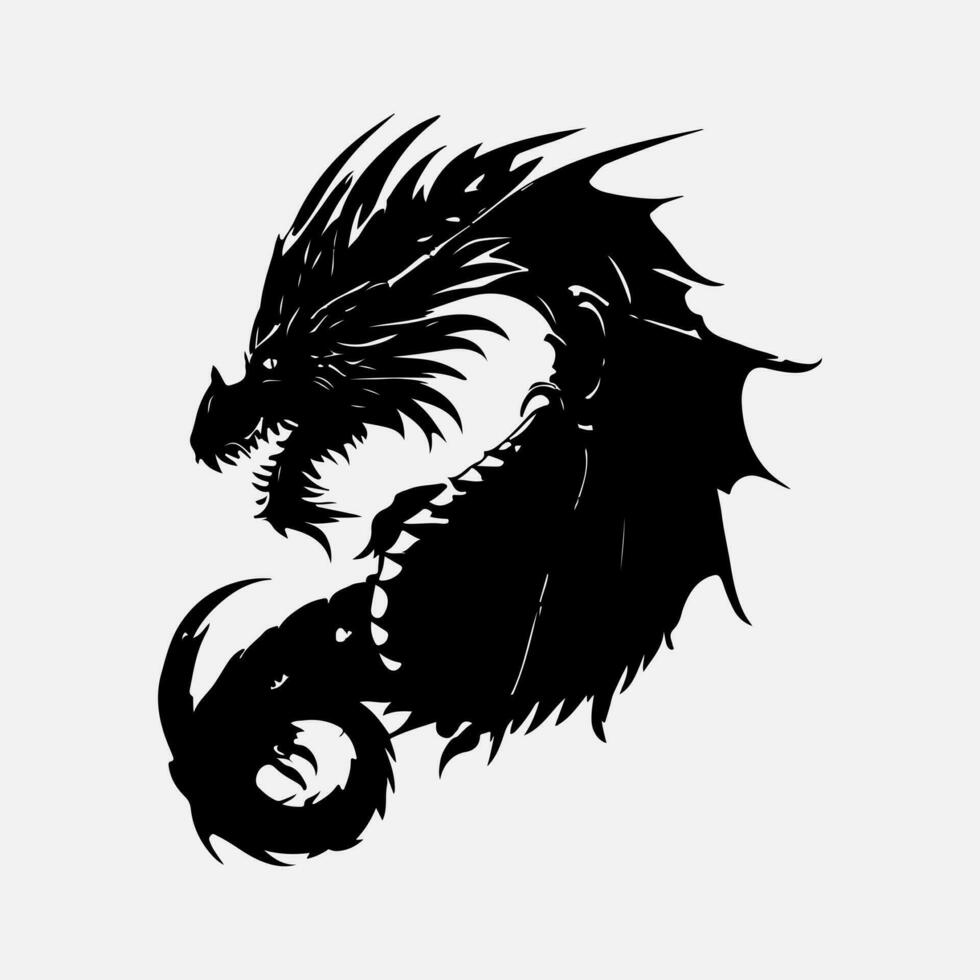 schwarz Drachen Vektor Silhouette