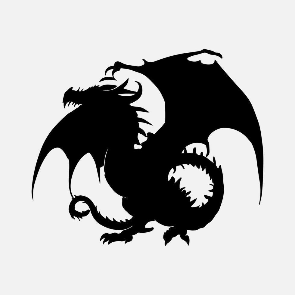 schwarz Drachen Vektor Silhouette