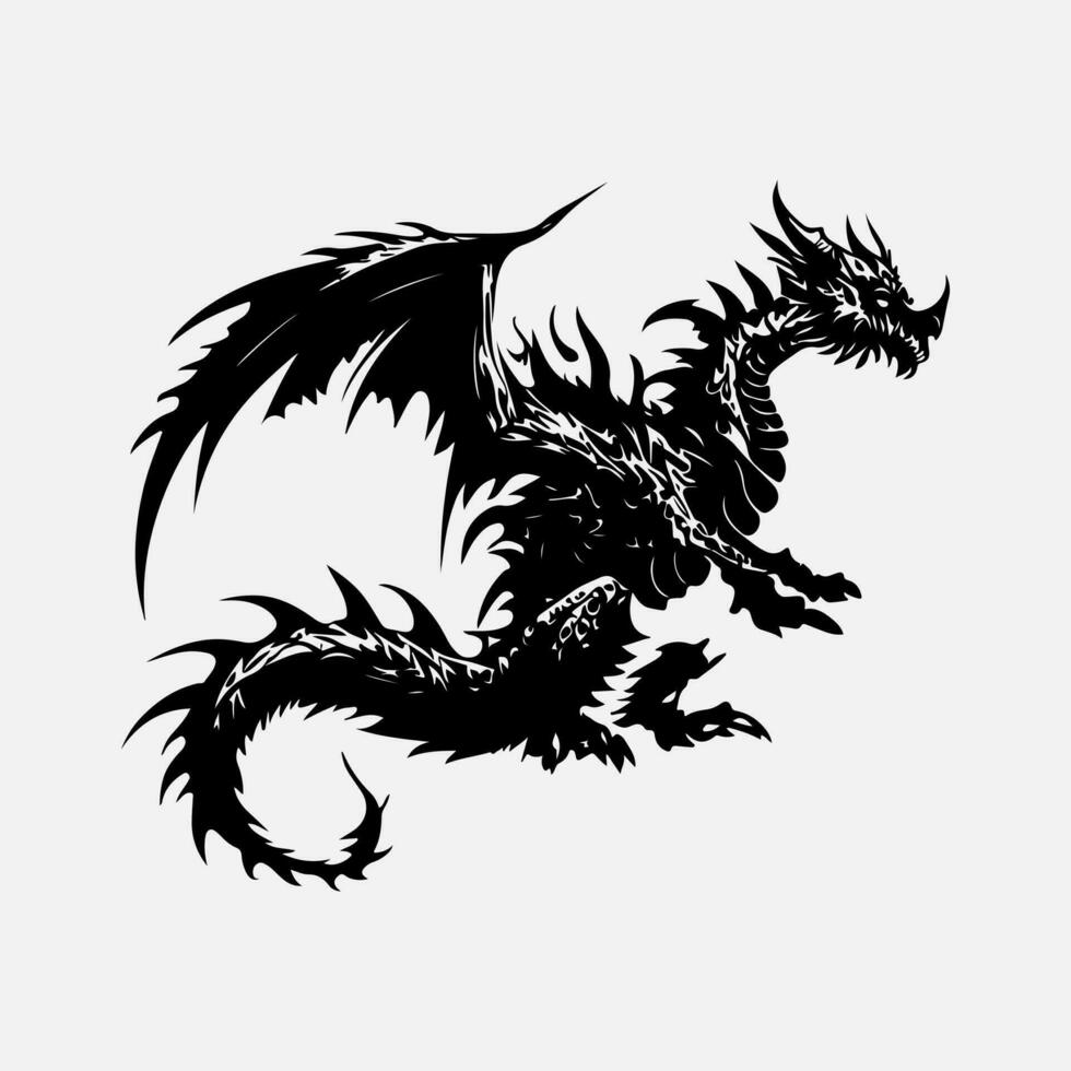 schwarz Drachen Vektor Silhouette