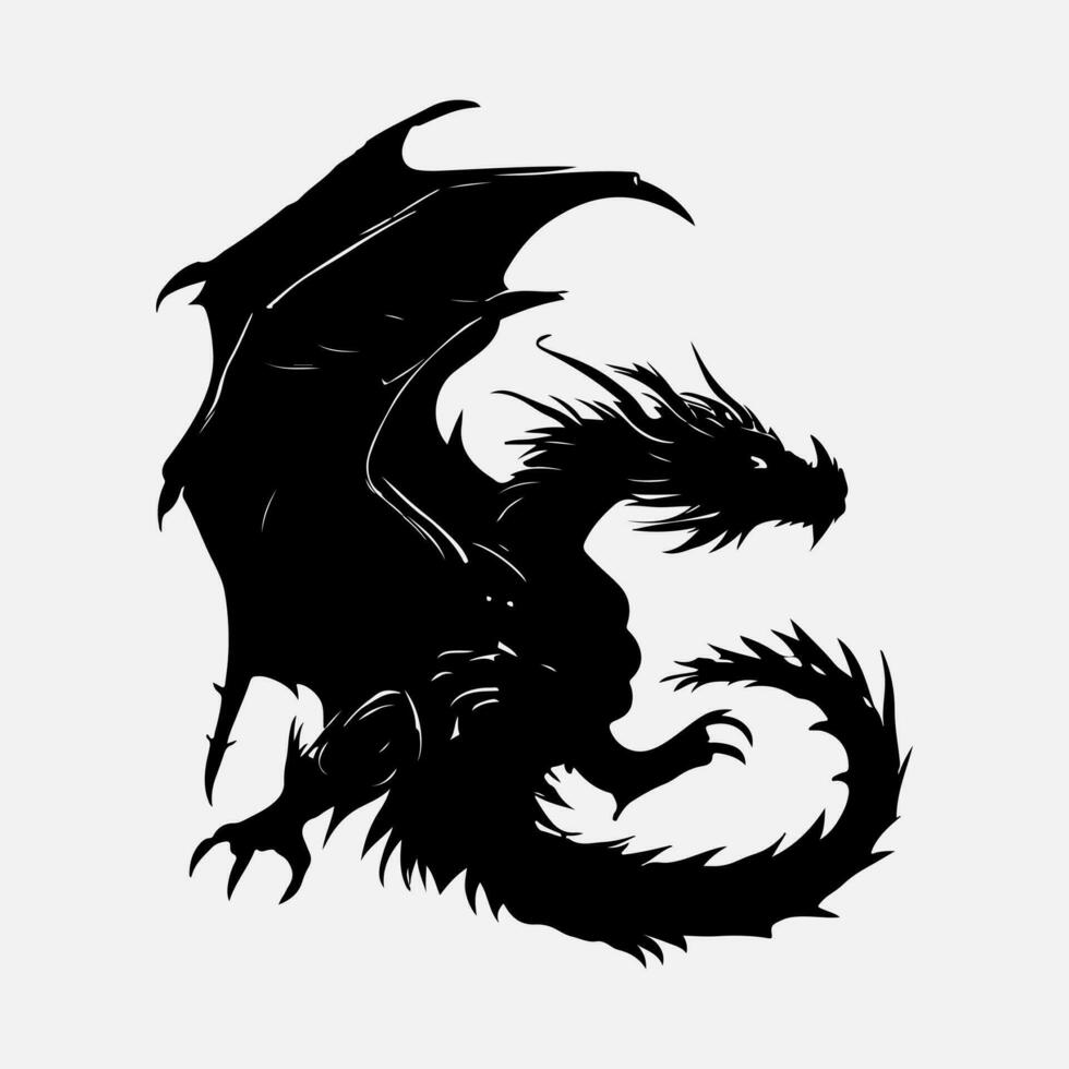 schwarz Drachen Vektor Silhouette