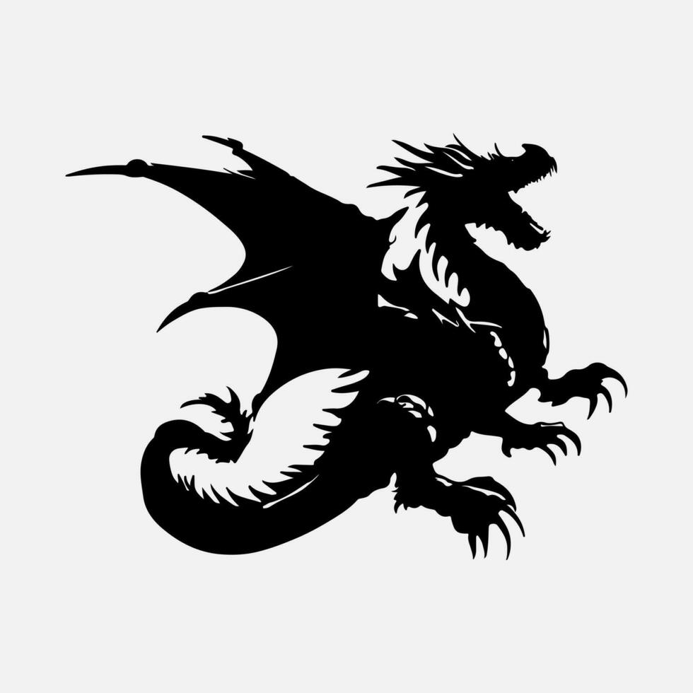 schwarz Drachen Vektor Silhouette