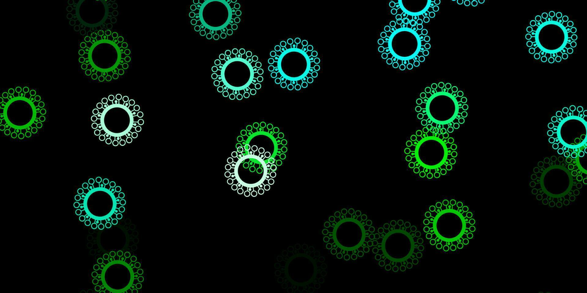 dunkelblaue, grüne Vektorbeschaffenheit mit Krankheitssymbolen. vektor
