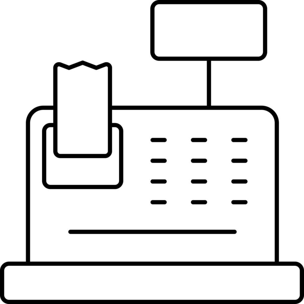 Kasse registrieren Symbol im schwarz Linie Kunst. vektor