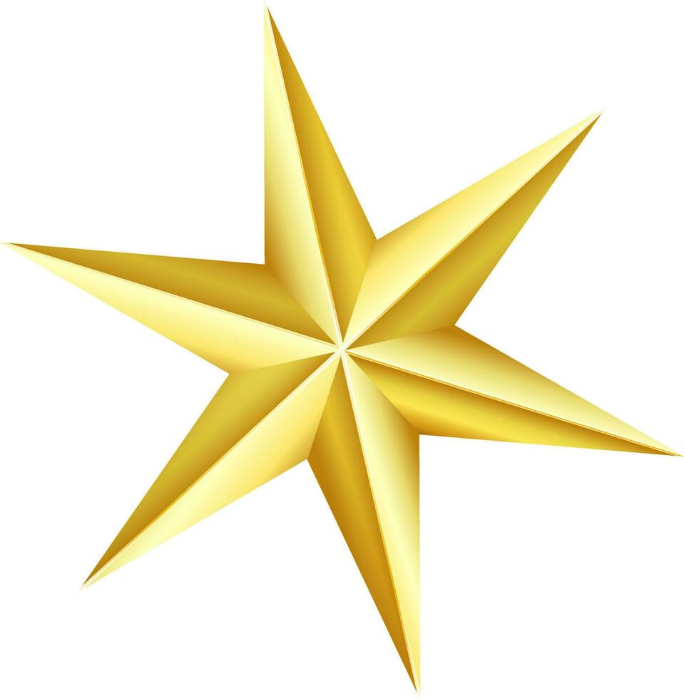 3d illustration av gyllene stjärna på vit bakgrund. vektor