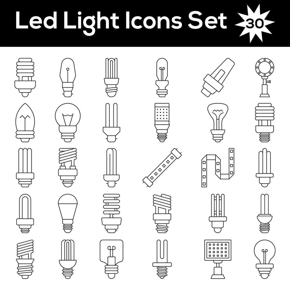Illustration von LED Licht Symbol einstellen im linear Stil. vektor