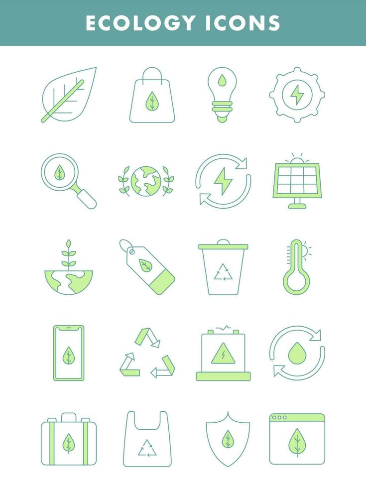 grön och vit Färg uppsättning av ekologi ikon. vektor